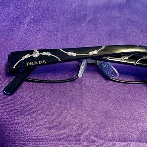 Prada VPR 58L Black & Silver Embellished Eyeglass Frames – Made in Italy – 51mm